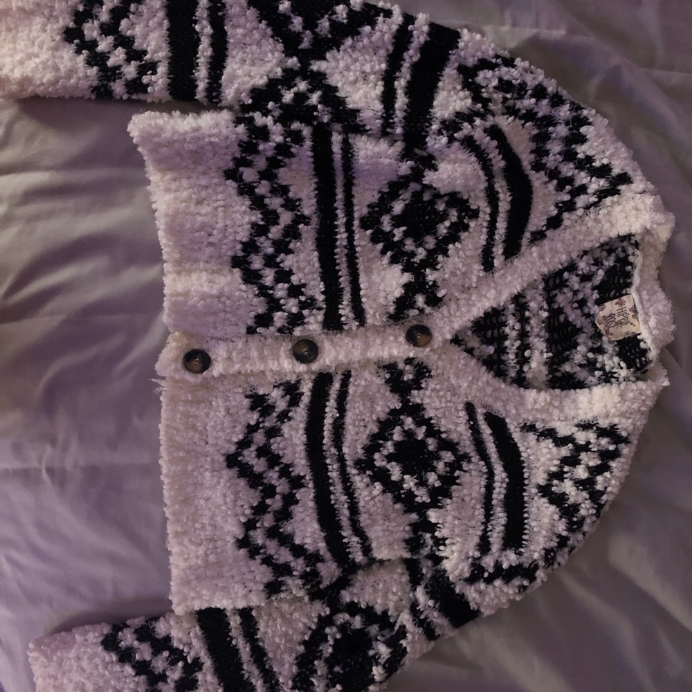 black and white design cardigan